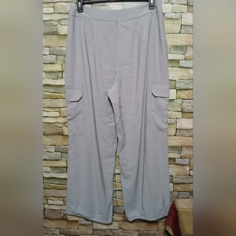 New Womens XL Grey Cargo Pants Trousers Loose Fit Relaxed - Picture 2 of 5
